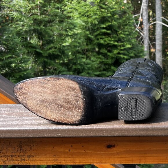 Dan Post Black Ostrich Leg Cowboy Boots in Men's Size 10D - Picture 6 of 10